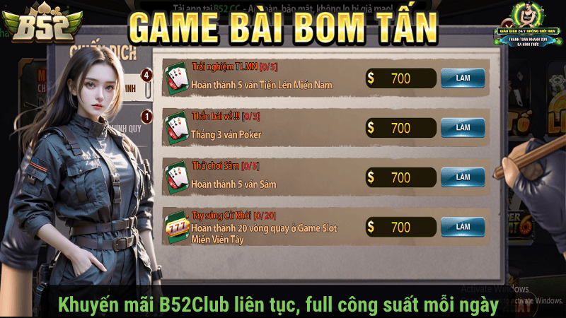 Khuyến mãi B52Club liên tục, full công suất mỗi ngày