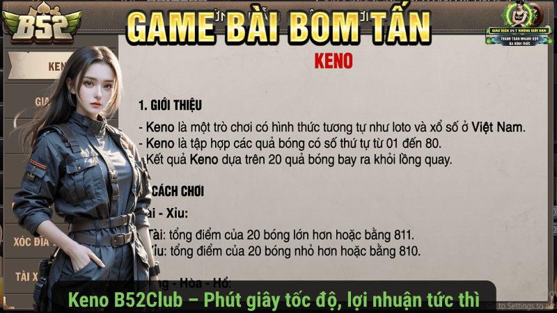 Keno B52Club – Phút giây tốc độ, lợi nhuận tức thì